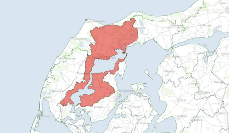 Afgr&aelig;nsning af kystvandoplandet for Thisted Bredning